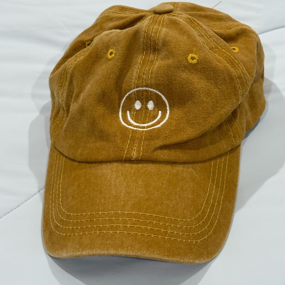 Gold Smiley Face Hat